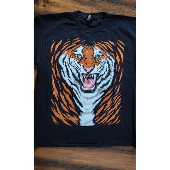 Vintage Single Stitch TIGER GRAPHIC Tshirt Made USA On XL Harley Davidson Tag - Picture 2 of 8
